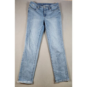 Talbots Flawless Five Pocket Embellished Slim Ankle Jeans Women's 6 Rhinestones